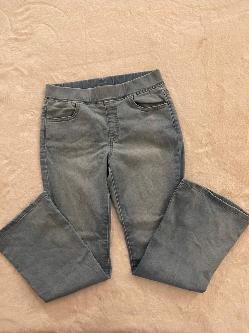 Cat & Jack Girls Wide-Leg Pull-On Jeans in Light Blue Wash SZ 12